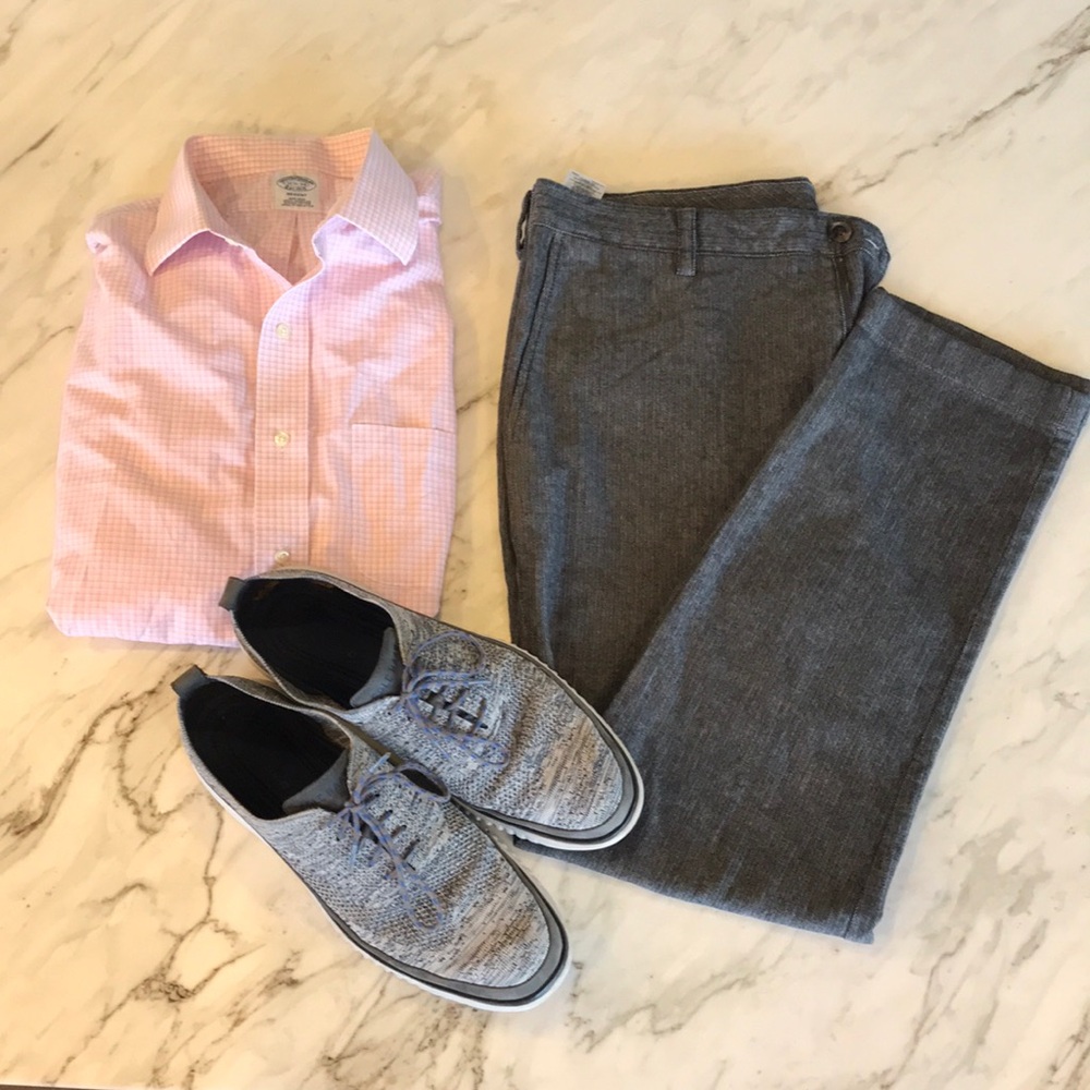 BROOKS BROTHERS GRAY HERRINGBONE PANTS SIZE 36x30